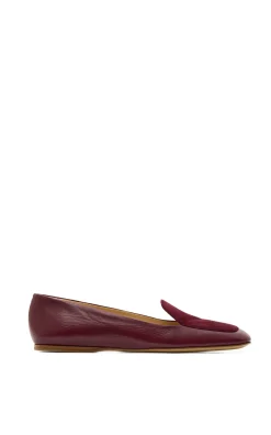 Aveda Flat Loafer in Bordeaux Leather & Suede