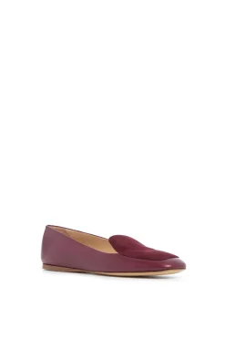 Aveda Flat Loafer in Bordeaux Leather & Suede