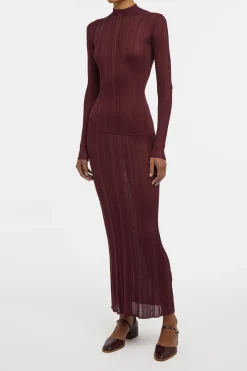 Aveda Knit Mockneck Sweater in Bordeaux Silk