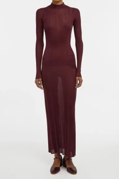 Aveda Knit Mockneck Sweater in Bordeaux Silk