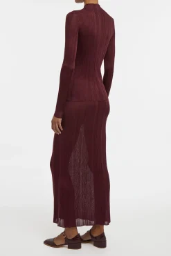 Aveda Knit Mockneck Sweater in Bordeaux Silk