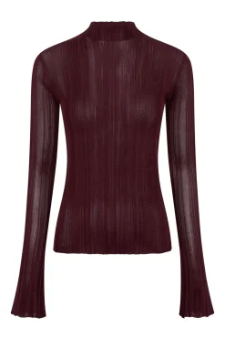 Aveda Knit Mockneck Sweater in Bordeaux Silk