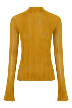 Aveda Knit Mockneck Sweater in Golden Birch Silk