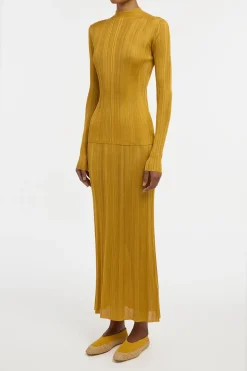 Aveda Knit Mockneck Sweater in Golden Birch Silk