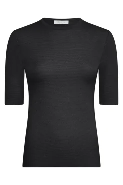 Axis Knit T-Shirt in Black Merino Wool