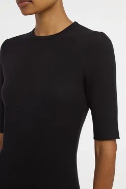 Axis Knit T-Shirt in Black Merino Wool