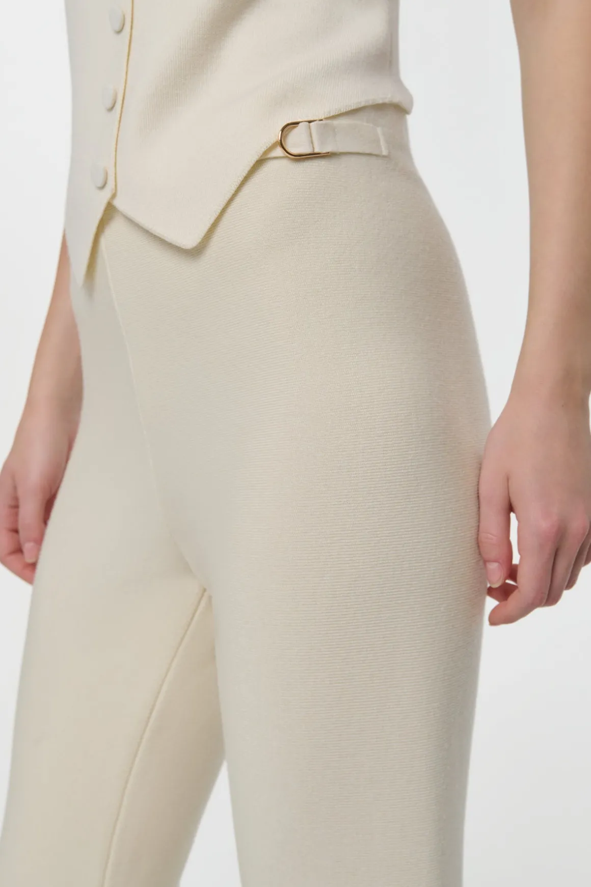 Ayala Flare Cropped Knit Pant in Off White Merino Wool Cashmere