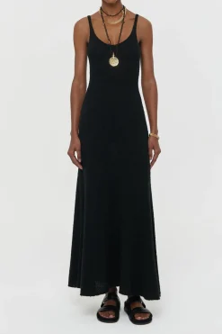 Ayla Knit Maxi Dress in Black Mulberry Silk