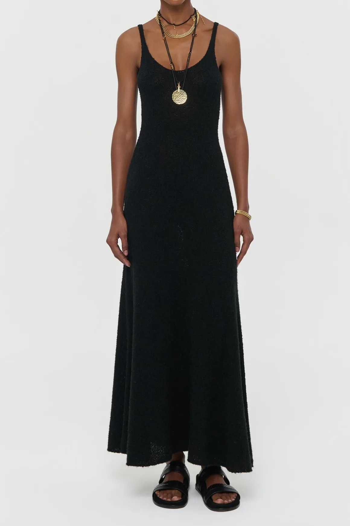 Ayla Knit Maxi Dress in Black Mulberry Silk