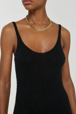 Ayla Knit Maxi Dress in Black Mulberry Silk