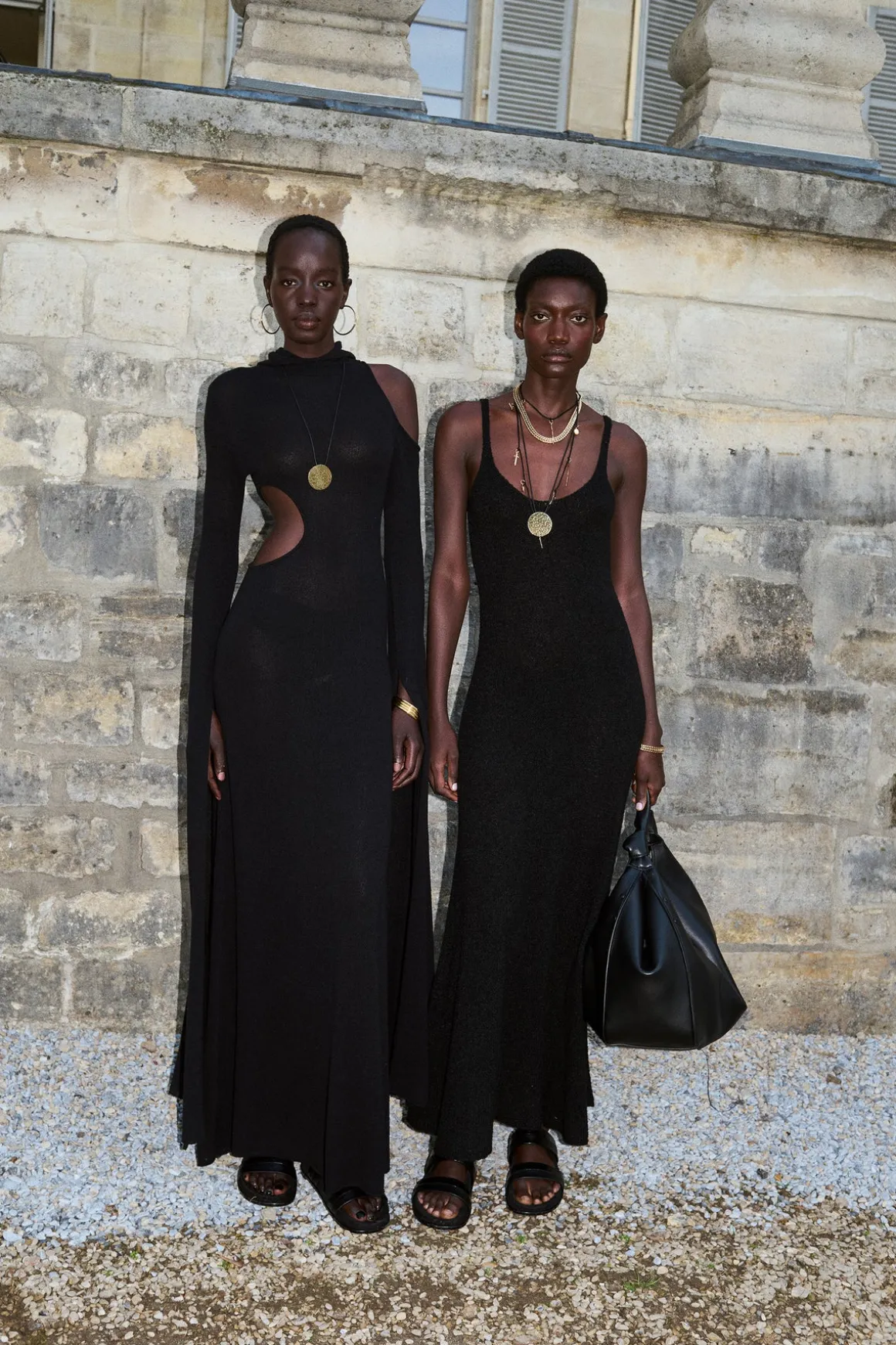 Ayla Knit Maxi Dress in Black Mulberry Silk