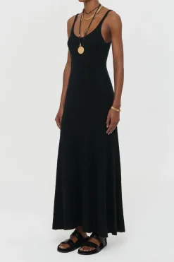 Ayla Knit Maxi Dress in Black Mulberry Silk