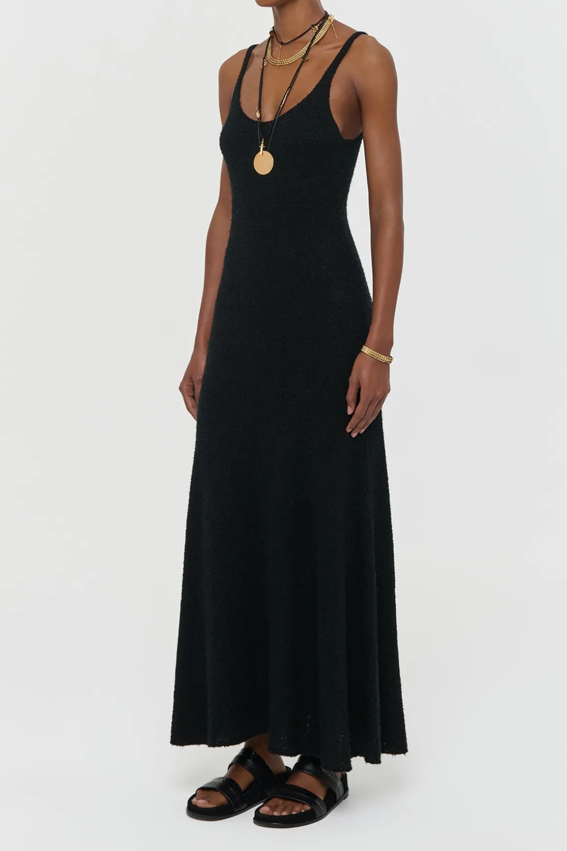 Ayla Knit Maxi Dress in Black Mulberry Silk