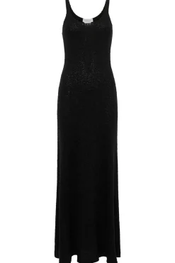 Ayla Knit Maxi Dress in Black Mulberry Silk