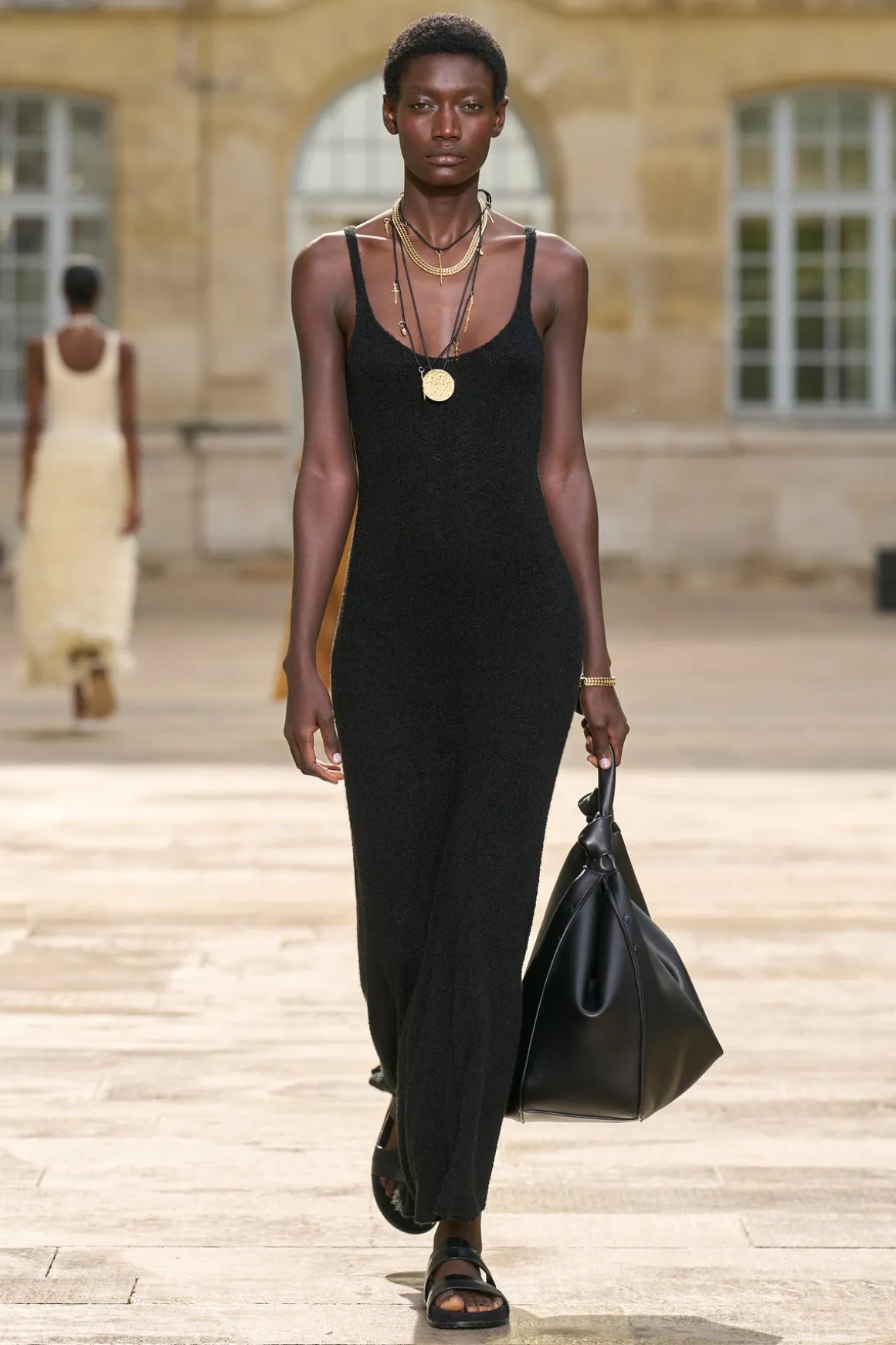 Ayla Knit Maxi Dress in Black Mulberry Silk