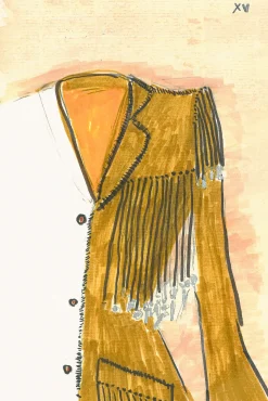 Azra Fringe Jacket in Cashew Suede with Charms