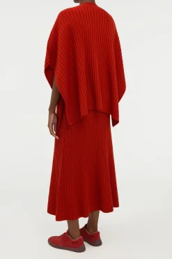 Baron Knit Cropped Poncho in Antelope Orange Merino Wool Cashmere