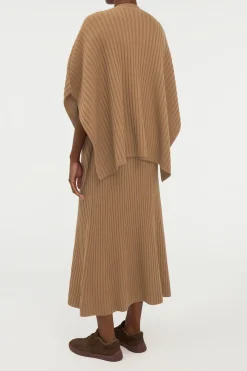 Baron Knit Cropped Poncho in Camel Merino Wool Cashmere