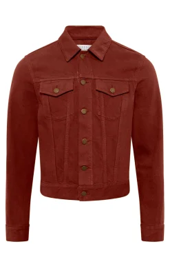 Barry Trucker Jacket in Burnt Sienna Recycled Cotton Denim