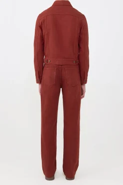Barry Trucker Jacket in Burnt Sienna Recycled Cotton Denim