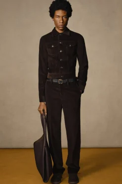 Barry Trucker Jacket in Chocolate Fine Cashmere Corduroy