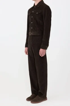 Barry Trucker Jacket in Chocolate Fine Cashmere Corduroy