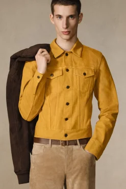 Barry Trucker Jacket in Golden Birch Recycled Cotton Denim