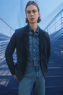 Barry Trucker Jacket in Uruguayan Blue Recycled Cotton Denim