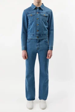 Barry Trucker Jacket in Uruguayan Blue Recycled Cotton Denim