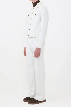 Barry Trucker Jacket in White Recycled Cotton Denim