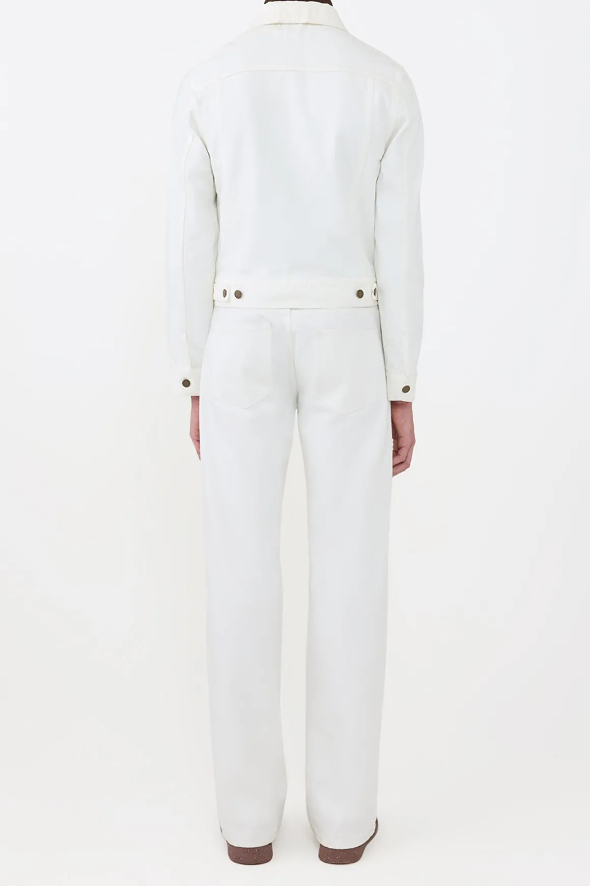 Barry Trucker Jacket in White Recycled Cotton Denim