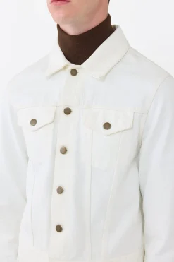 Barry Trucker Jacket in White Recycled Cotton Denim