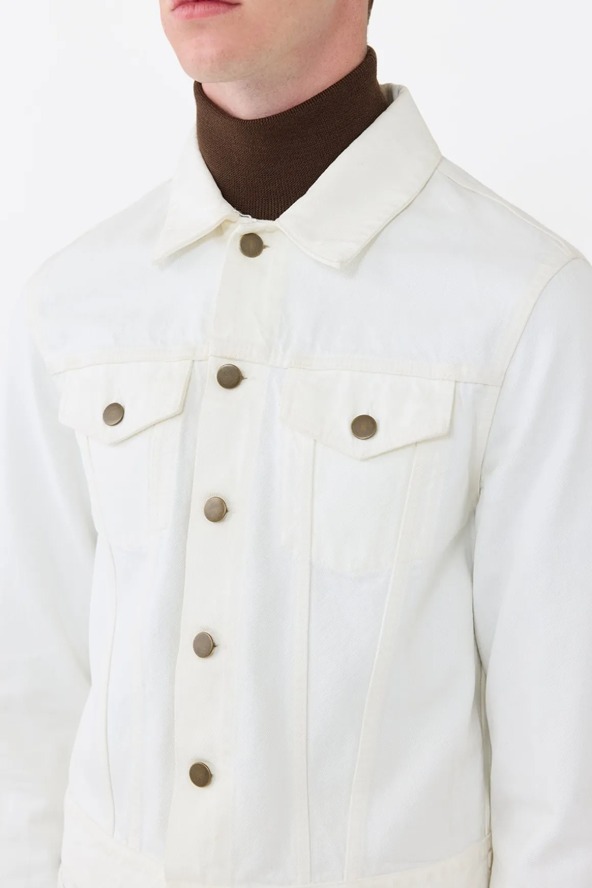 Barry Trucker Jacket in White Recycled Cotton Denim