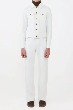 Barry Trucker Jacket in White Recycled Cotton Denim