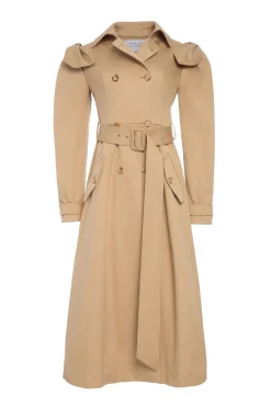 Benedict Trench Coat in Camel Sea Island Cotton Twill