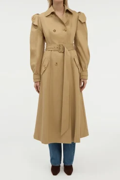 Benedict Trench Coat in Camel Sea Island Cotton Twill