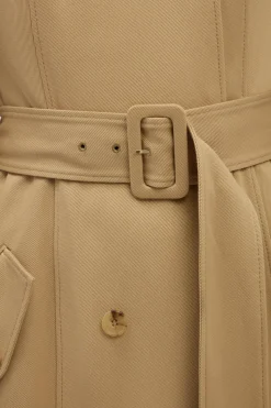 Benedict Trench Coat in Camel Sea Island Cotton Twill
