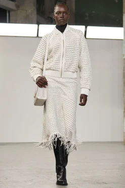 Bennie Midi Skirt in White Woven Leather