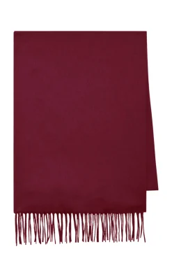 Blaine Fringe Scarf in Bordeaux Brushed Silk Cashmere