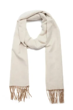Blaine Fringe Scarf in Ivory Melange Brushed Silk Cashmere