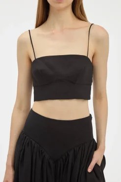 Blazie Top in Black Aloe Linen