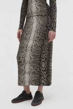 Bragi Knit Maxi Skirt in Greyscale Cashmere Silk