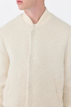Brandon Bomber in Ivory Recycled Cashmere Boucle