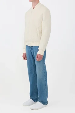 Brandon Bomber in Ivory Recycled Cashmere Boucle