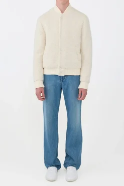 Brandon Bomber in Ivory Recycled Cashmere Boucle