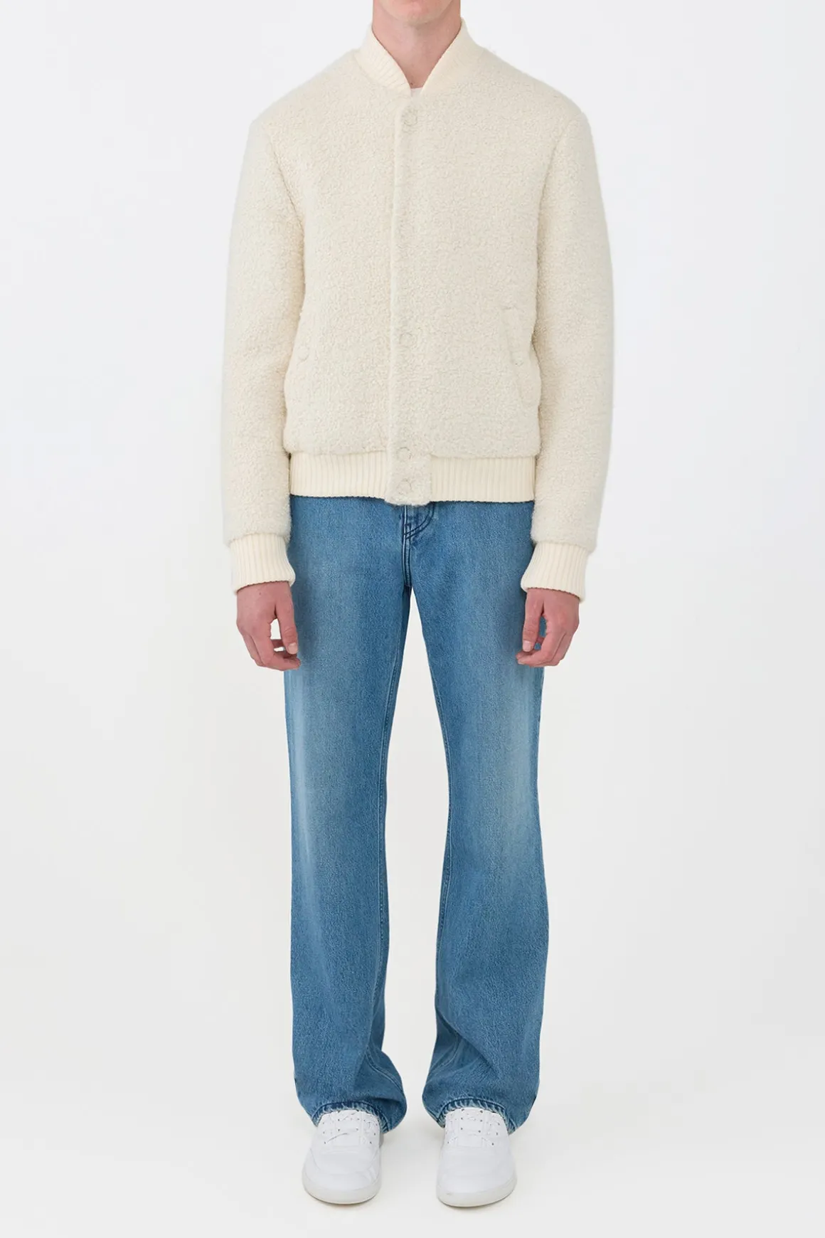 Brandon Bomber in Ivory Recycled Cashmere Boucle