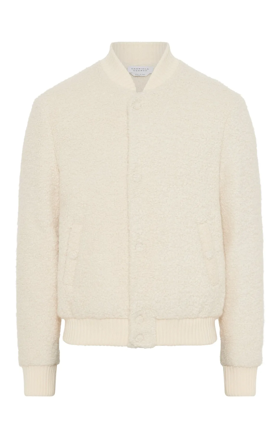 Brandon Bomber in Ivory Recycled Cashmere Boucle