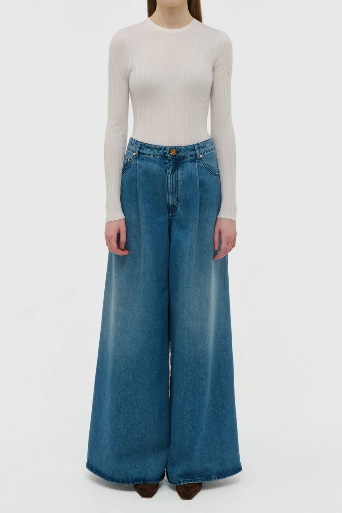Brenn Wide-leg Jean in Uruguayan Blue Recycled Cotton Denim