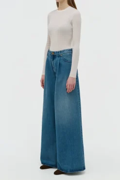 Brenn Wide-leg Jean in Uruguayan Blue Recycled Cotton Denim