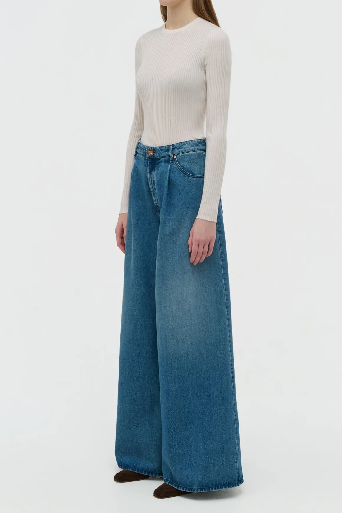 Brenn Wide-leg Jean in Uruguayan Blue Recycled Cotton Denim
